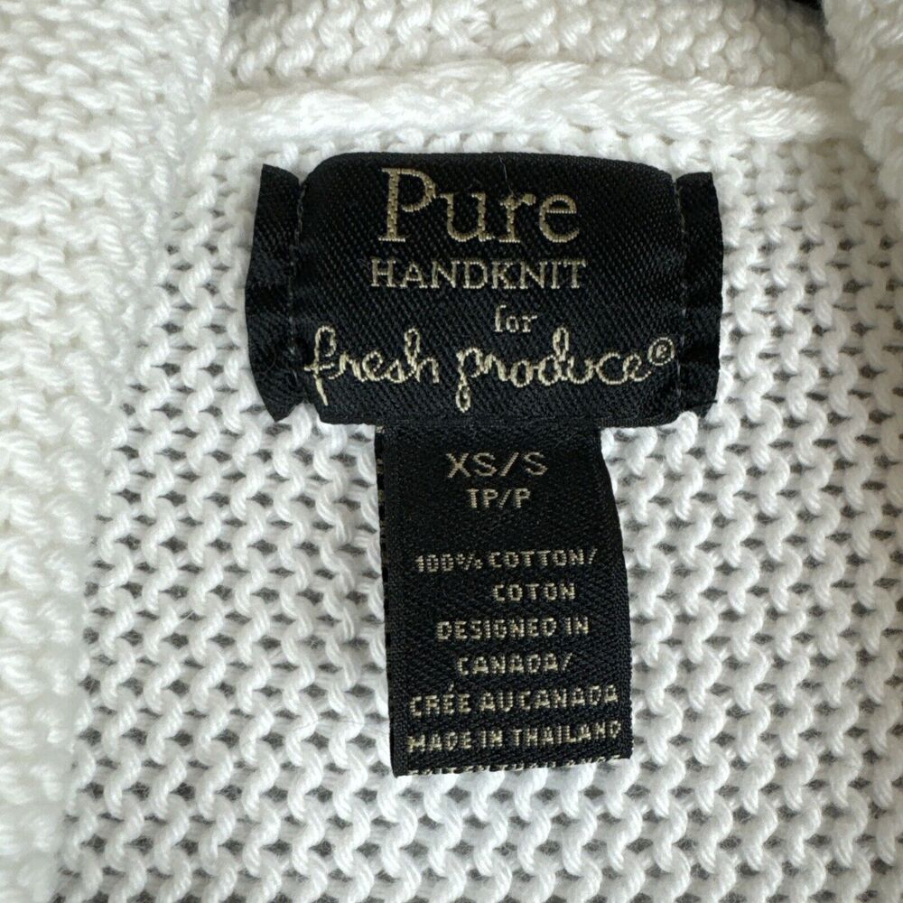 Pure Handknit for Fresh Produce Open Cardigan Women's XS/S White Fringe (1032) - Picture 2 of 11